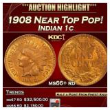 1908 Indian Cent Near Top Pop! 1c ms66+ rd SEGS