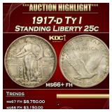 1917-d Ty I Standing Liberty Quarter 25c ms66+ fh