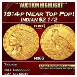 1914-p Gold Indian Quarter Eagle Near Top Pop! $2