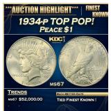 1934-p Peace Dollar TOP POP! $1 ms67 SEGS