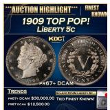 1909 Proof Liberty Nickel TOP POP! 5c pr67+ DCAM S