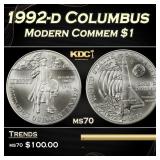 1992-d Columbus Modern Commem Dollar $1 ms70 SEGS