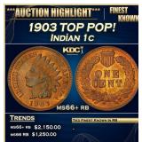 1903 Indian Cent TOP POP! 1c ms66+ rb SEGS