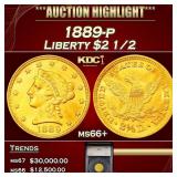 1889-p Gold Liberty Quarter Eagle $2 1/2 ms66+ SEG
