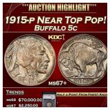 1915-p Buffalo Nickel Near Top Pop! 5c ms67+ SEGS