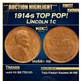 1914-s Lincoln Cent TOP POP! 1c ms66+ rb SEGS