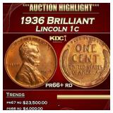 1936 Brilliant Proof Lincoln Cent 1c pr66+ rd SEGS