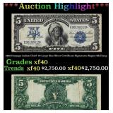 1899 $5 Large Size Silver Certificate Oncpapa Indi