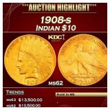 1908-s Gold Indian Eagle $10 ms62 USCG