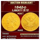 1842-o Gold Liberty Eagle $10 ms62 USCG