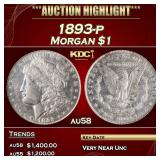 1893-p Morgan Dollar $1 au58 SEGS