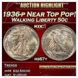 1936-p Walking Liberty Half Dollar Near Top Pop! 5