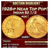 1928-p Gold Indian Quarter Eagle Near Top Pop! $2