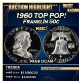 1960 Proof Franklin Half Dollar TOP POP! 50c pr69