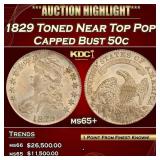 1829 Capped Bust Half Dollar Toned Near Top Pop! 5