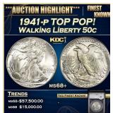 1941-p Walking Liberty Half Dollar TOP POP! 50c ms