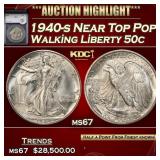 1940-s Walking Liberty Half Dollar Near Top Pop! 5