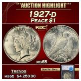 1927-d Peace Dollar $1 ms65 SEGS