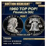 1960 Proof Franklin Half Dollar TOP POP! 50c pr69