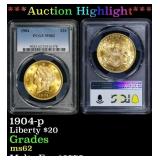 PCGS 1904-p Gold Liberty Double Eagle $20 ms62 PCG