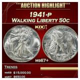 1941-p Walking Liberty Half Dollar 50c ms67+ SEGS