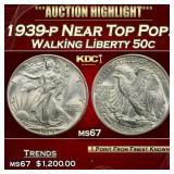 1939-p Walking Liberty Half Dollar Near Top Pop! 5