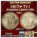 1917-p Ty I Standing Liberty Quarter 25c ms67 fh S
