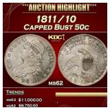 1811/10 Capped Bust Half Dollar 50c ms62 USCG