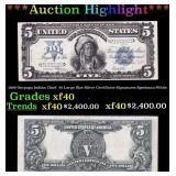 1899 $5 Large Size Silver Certificate Oncpapa Indi