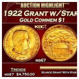 1922 Grant w/Star Gold Commem Dollar 1 ms67 SEGS