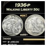 1936-p Walking Liberty Half Dollar 50c ms66+ SEGS