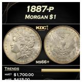 1887-p Morgan Dollar $1 Grades ms66+