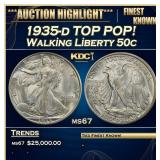 1935-d Walking Liberty Half Dollar TOP POP! 50c ms