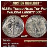1935-s Walking Liberty Half Dollar Toned Near Top