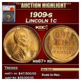 1909-s Lincoln Cent 1c ms67+ rd SEGS