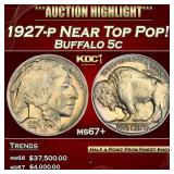 1927-p Buffalo Nickel Near Top Pop! 5c ms67+ SEGS