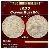 1827 Capped Bust Half Dollar 50c ms62+ USCG