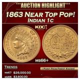 1863 Indian Cent Near Top Pop! 1c ms66+ SEGS