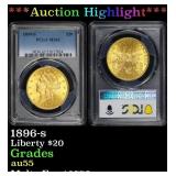 PCGS 1896-s Gold Liberty Double Eagle $20 au55 PCG