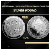 2024 Tokelau 1 oz Silver $5 Zodiac Series: Pisces