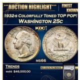 1932-s Washington Quarter Colorfully Toned TOP POP