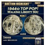 1944-d Walking Liberty Half Dollar TOP POP! 50c ms