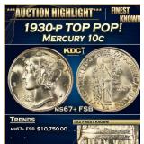 1930-p Mercury Dime TOP POP! 10c ms67+ FSB SEGS