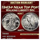 1943-p Walking Liberty Half Dollar Near Top Pop! 5