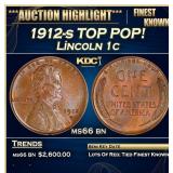 1912-s Lincoln Cent TOP POP! 1c ms66 bn SEGS