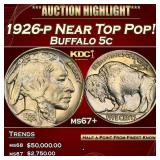 1926-p Buffalo Nickel Near Top Pop! 5c ms67+ SEGS