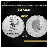 2022 Disney Donald Duck Merry Christmas 1oz Silver