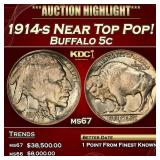 1914-s Buffalo Nickel Near Top Pop! 5c ms67 SEGS