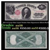 1917 $1 Large Size Legal Tender Note Grades au58 S