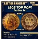 1903 Proof Indian Cent TOP POP! 1c pr68 rd SEGS